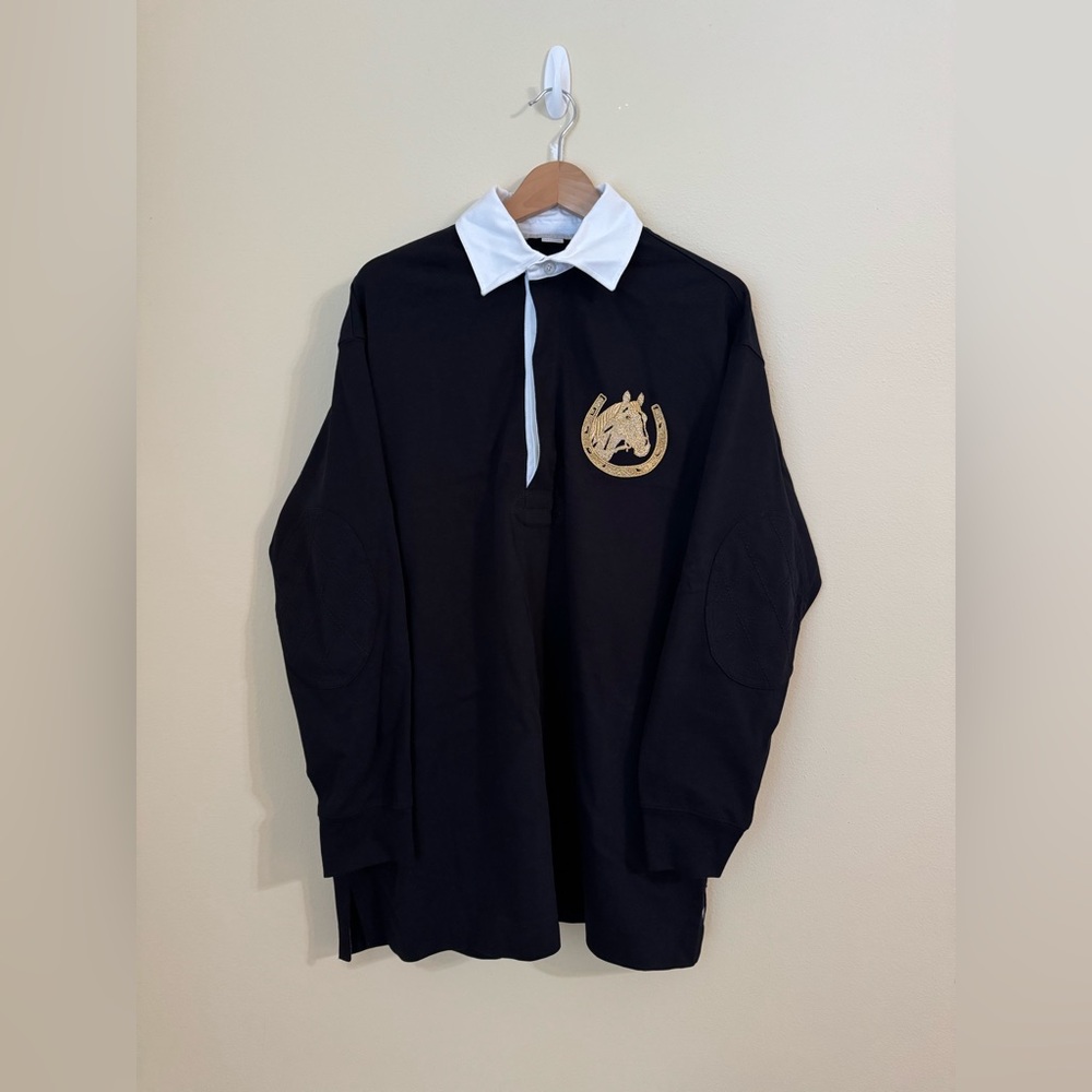 Stella McCartney Polo Club Oversized Rugby Top Shirt Black Medium